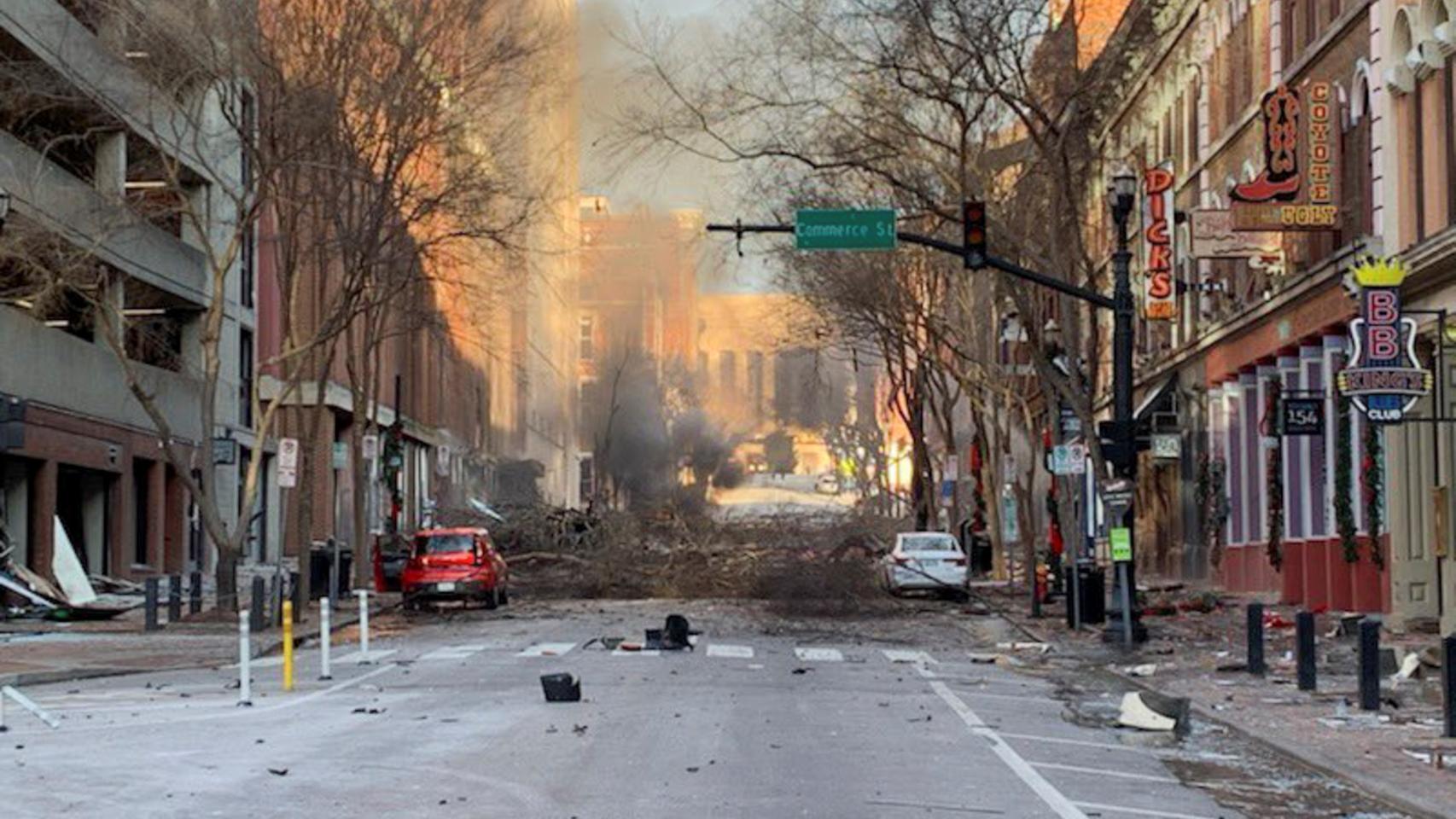 Lugar de la explosión de Nochebuena en Nashville, Tennessee.