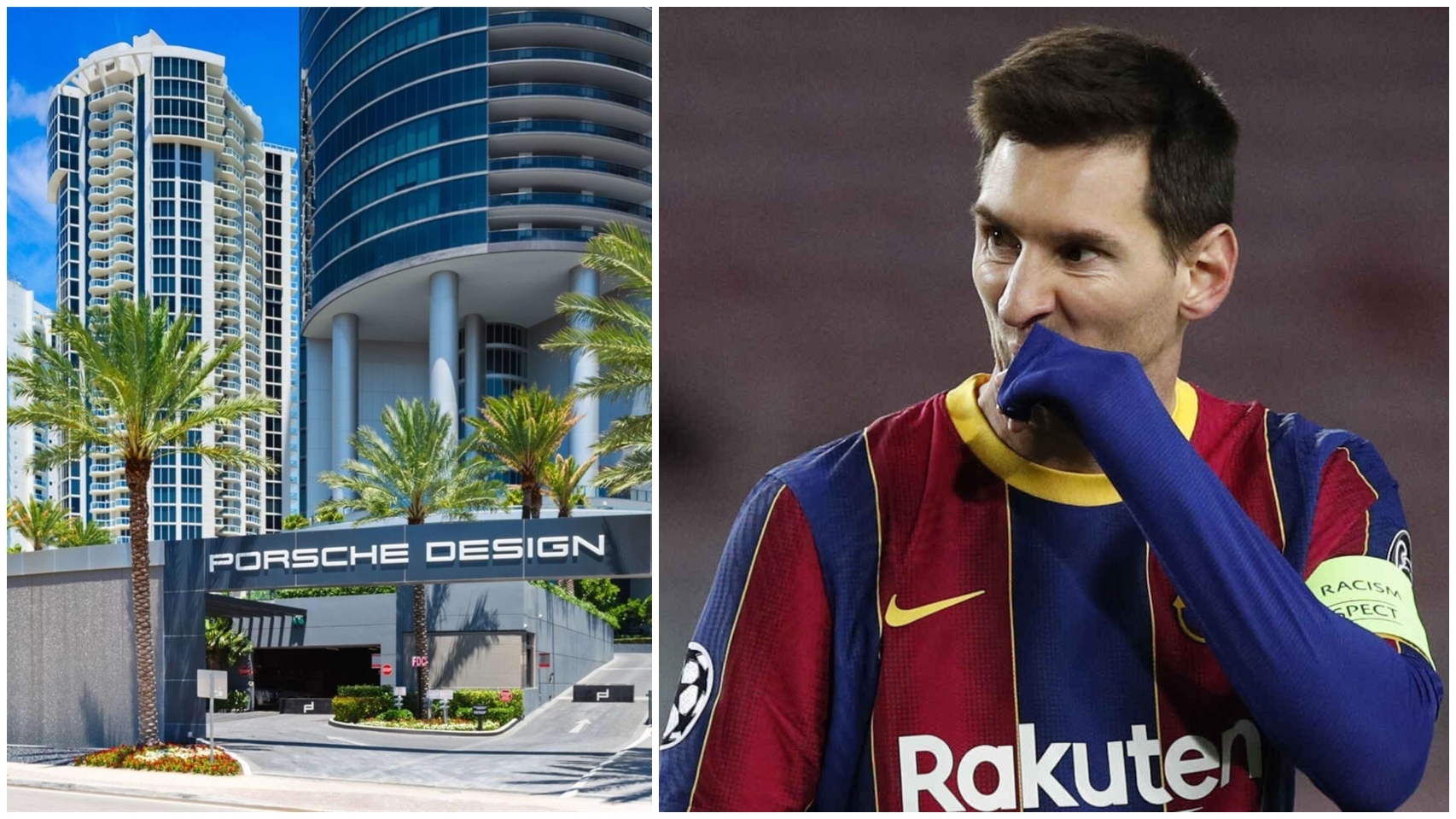 Messi y el edificio Porsche