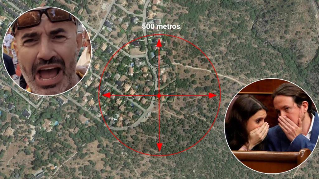 Perímetro de 500 metros alrededor del chalé de Iglesias y Montero.