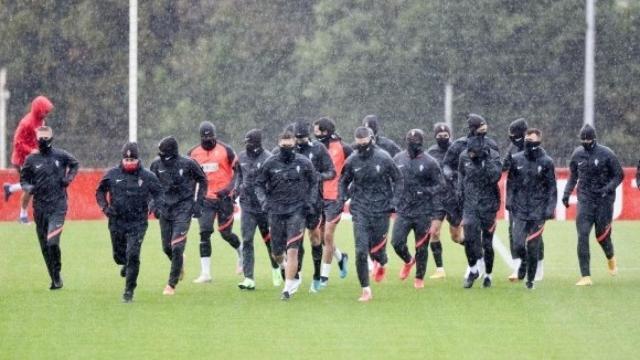 El Sporting entrenando