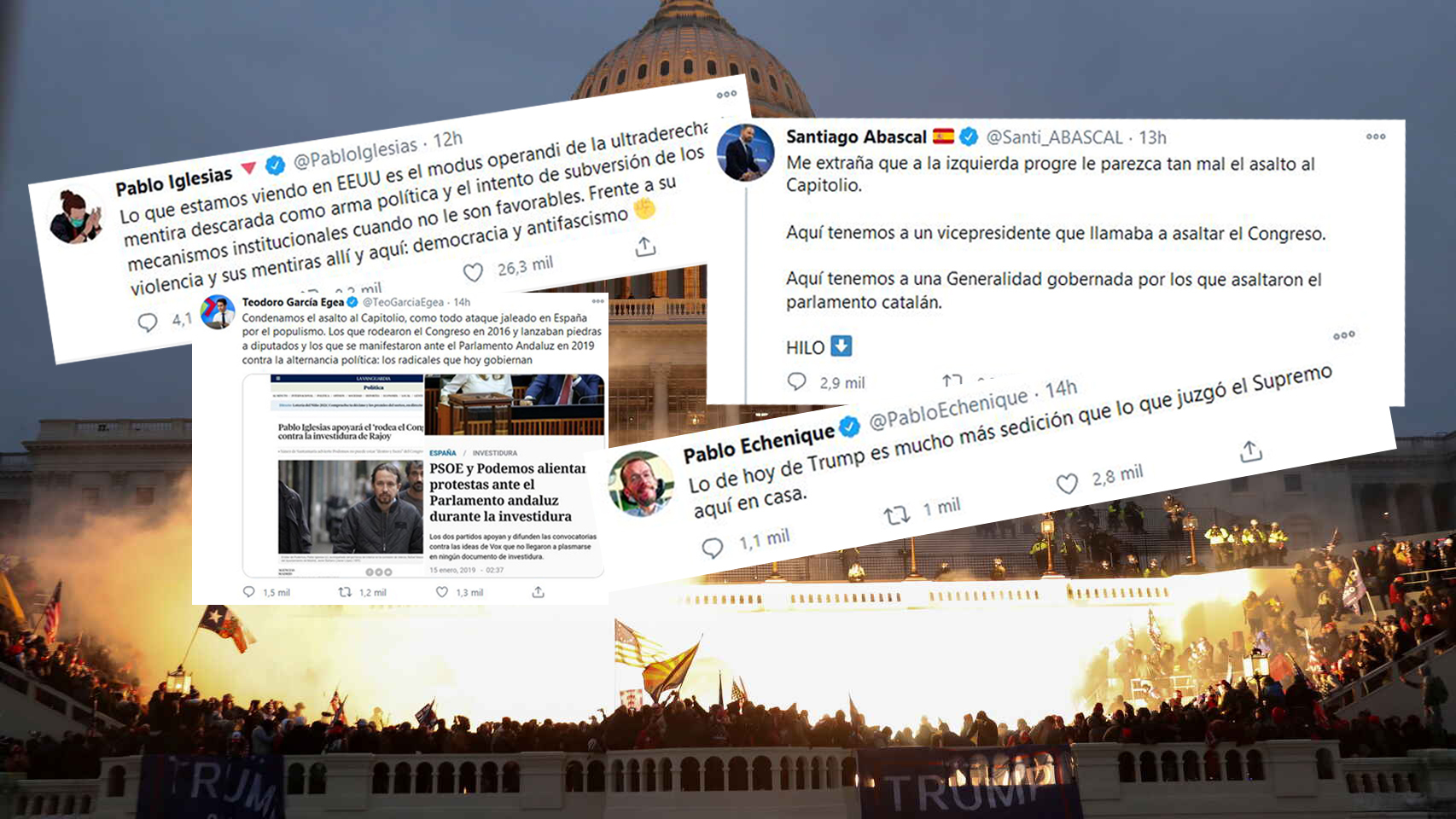 El asalto al Capitolio ha desatado una tormenta de acusaciones cruzadas entre políticos españoles.