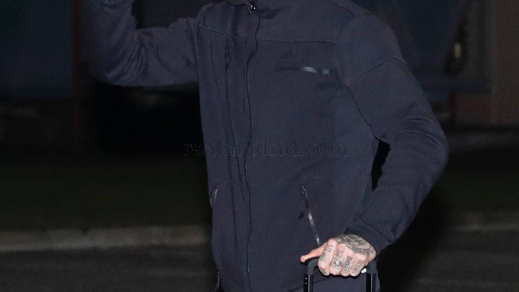 Sergio Ramos, en la llegada a Pamplona