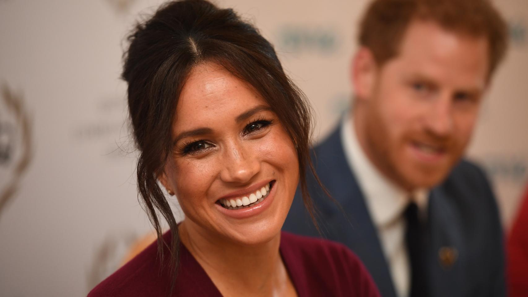 Meghan y Harry en una reunión en Inglaterra en 2019.