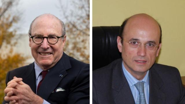 El presidente del Círculo de Empresarios, John de Zulueta (derecha) y el candidato a la presidencia del Círculo de Empresarios Manuel Pérez-Sala Gozalo (izquierda).