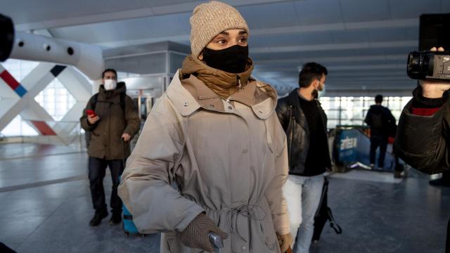 Chenoa a su llegada a Madrid tras la final de 'Tu cara me suena'.