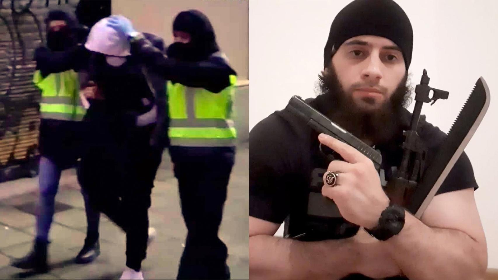 A la izda., uno de los detenidos en Barcelona. A la derecha, el autor de la masacre de Viena en noviembre.