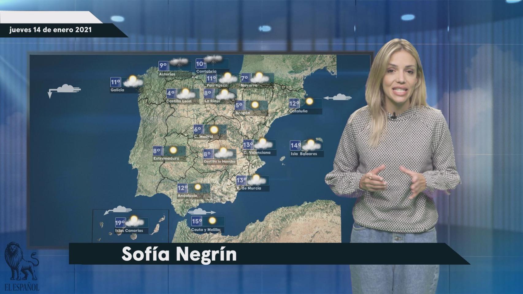 El tiempo para este jueves 14 de enero.