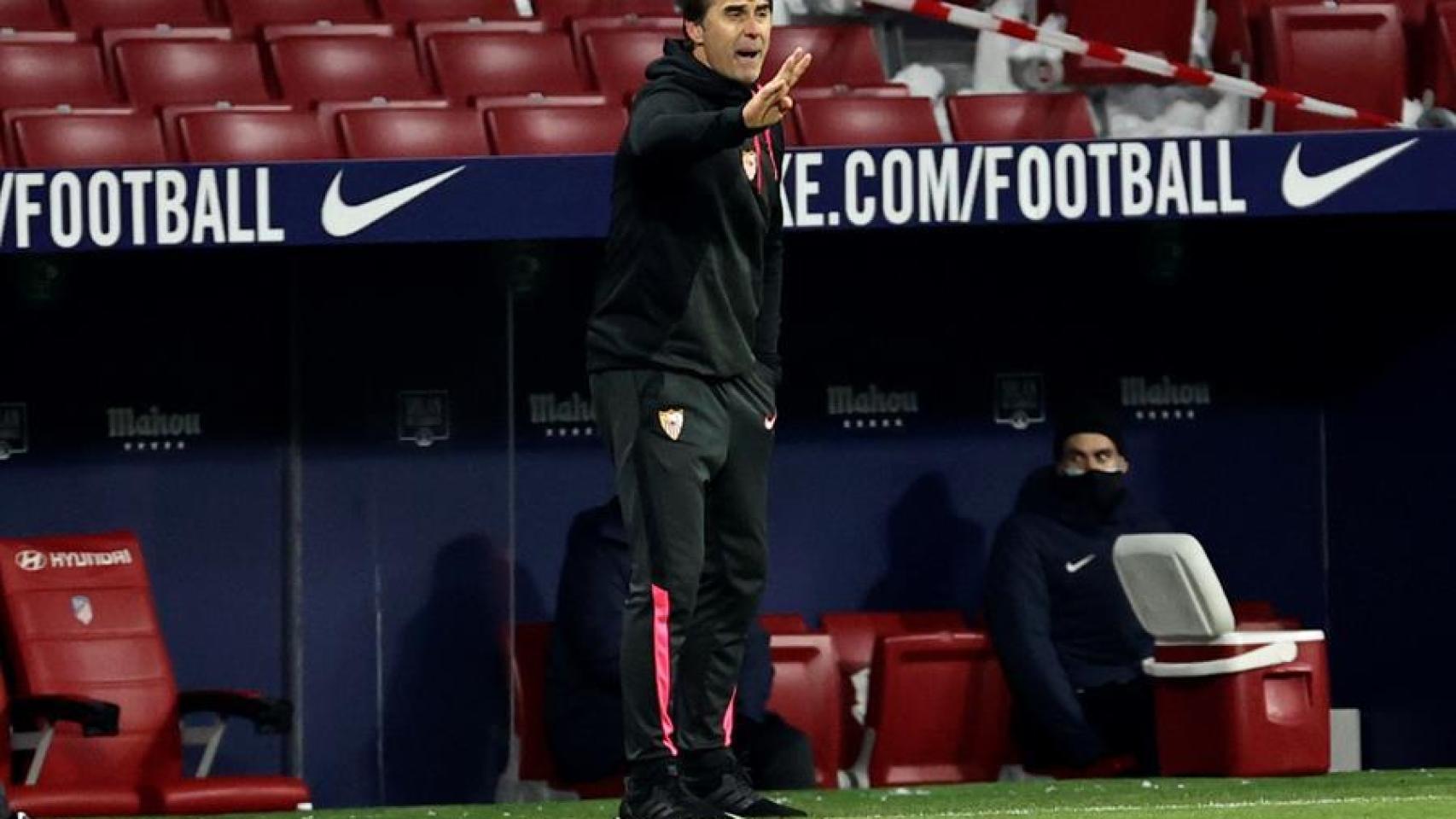 Julen Lopetegui, en la banda del Wanda Metropolitano