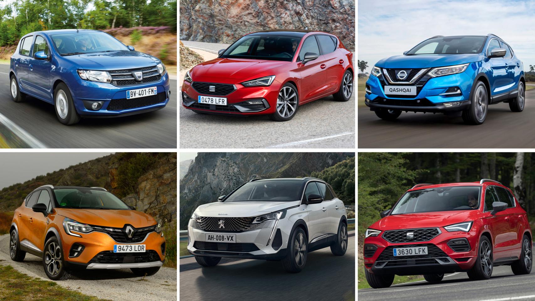 Algunos de los coches más vendidos en España.