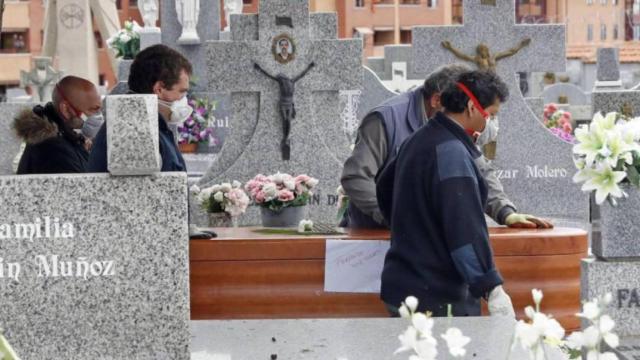 Imagen de archivo de un entierro en tiempos de Covid.