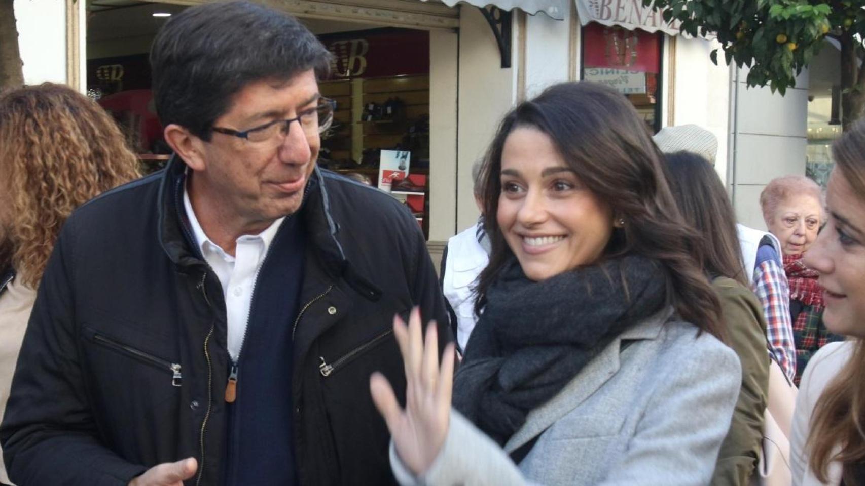 Inés Arrimadas y Juan Marín, en una imagen de archivo durante un acto de campaña.