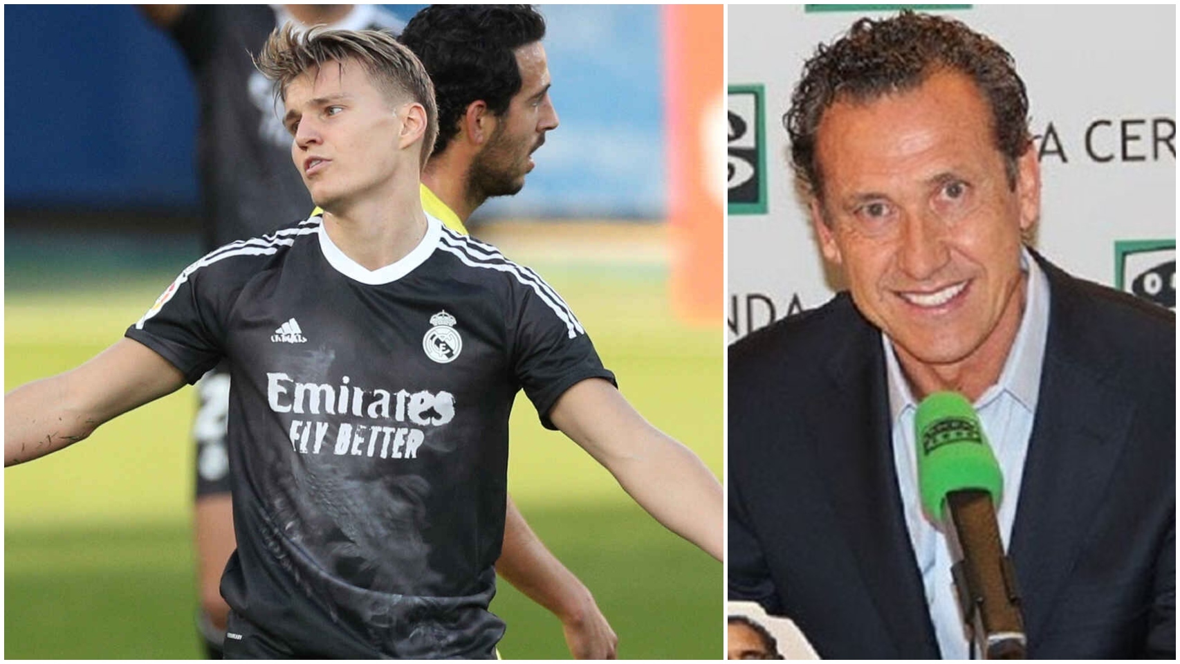 Odegaard y Valdano, en un collage