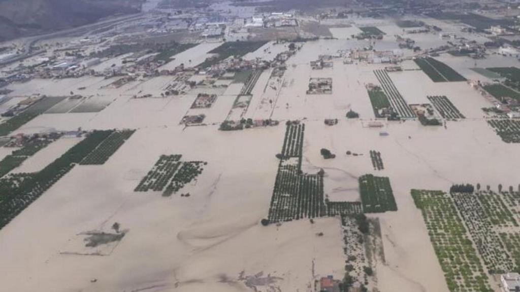 Vista aérea de la Vega baja alicantina en la Dana de septiembre de 2019.