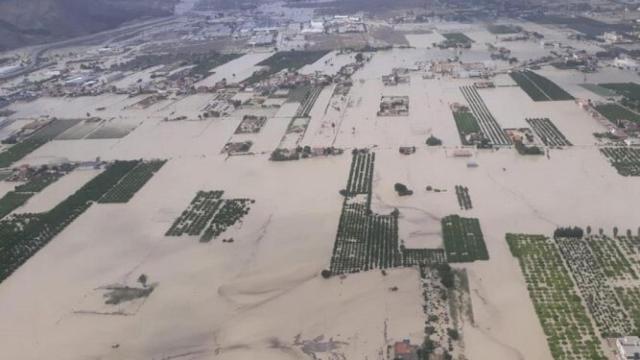 Vista aérea de la Vega baja alicantina en la Dana de septiembre de 2019.