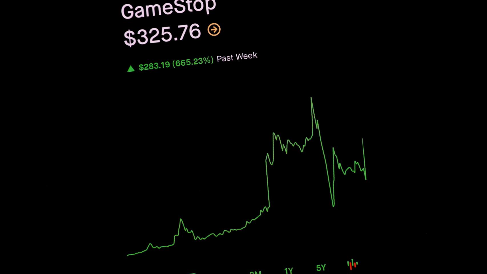 Trading information for GameStop is displayed on the Robinhood App