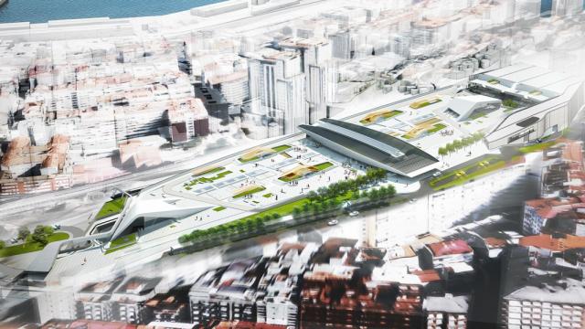 Vista aérea del proyecto Vialia, en Vigo.