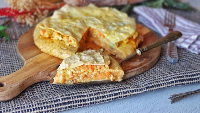 Tortilla de patatas rellena de setas a la mostaza, ¡sabor y melosidad!