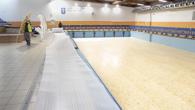 Obras en la piscina de Riazor