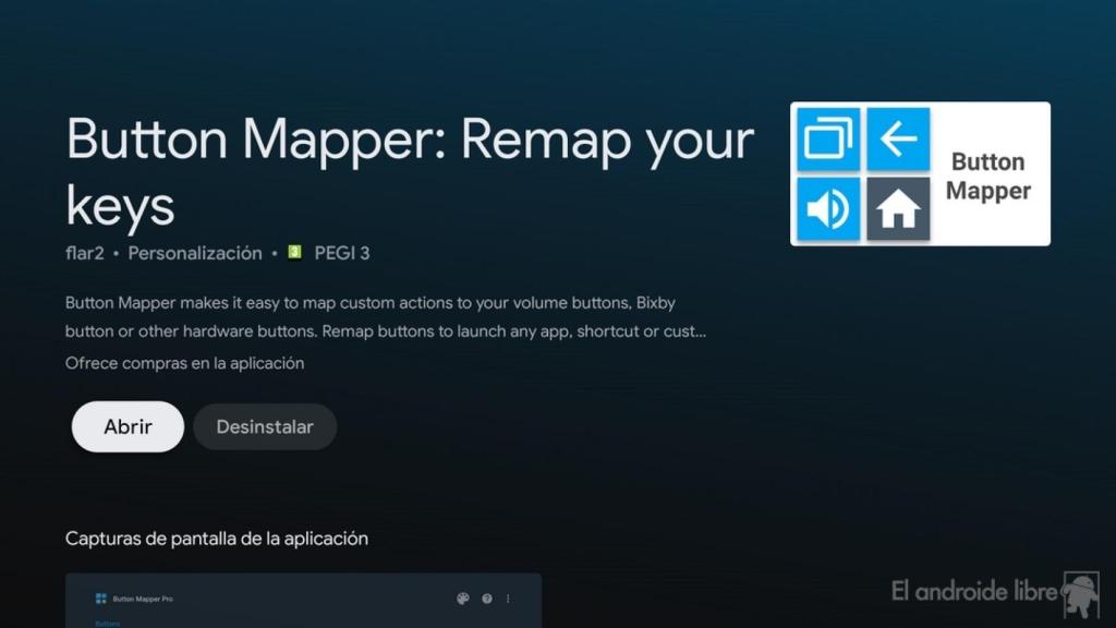 Captura de pantalla de Button Mapper en un Android TV