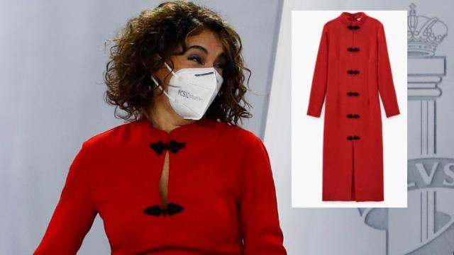 María Jesús Montero en montaje de JALEOS junto al vestido de Zara que agotó existencias.