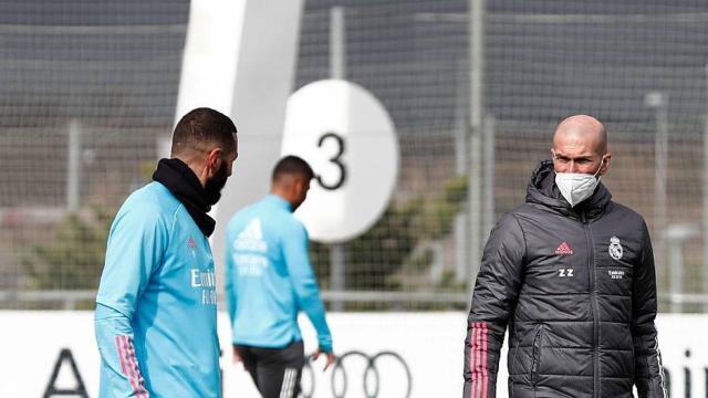Zinedine Zidane, durante un entrenamiento del Real Madrid