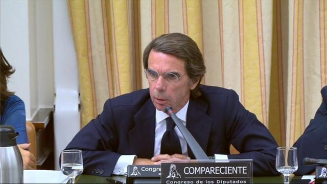Aznar, durante su comparecencia en el Congreso en septiembre de 2018./