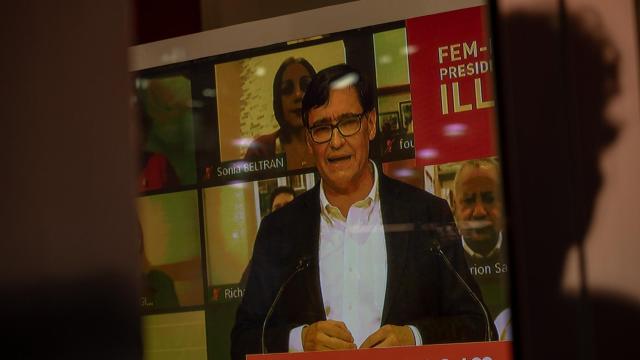 Un discurso de Salvador Illa, en Cataluña.