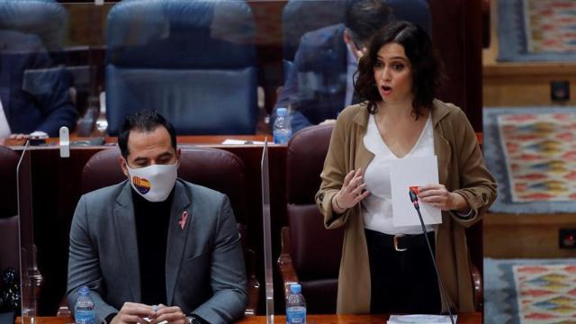 La presidenta de la Comunidad de Madrid, isabel Díaz Ayuso, este jueves en la Asamblea de Madrid. Efe