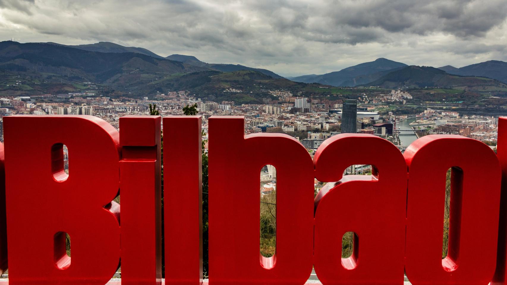 Un letrero de Bilbao.