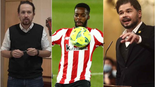 Pablo Iglesias, Iñaki Williams y Gabriel Rufián en un collage fotográfico