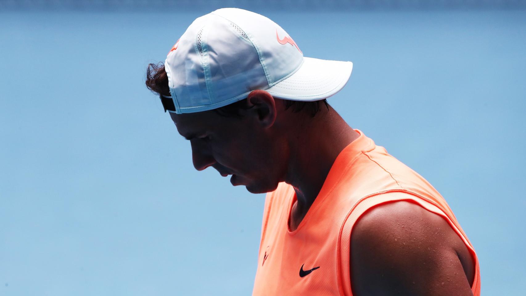 Nadal, durante su entrenamiento del domingo en Melbourne.