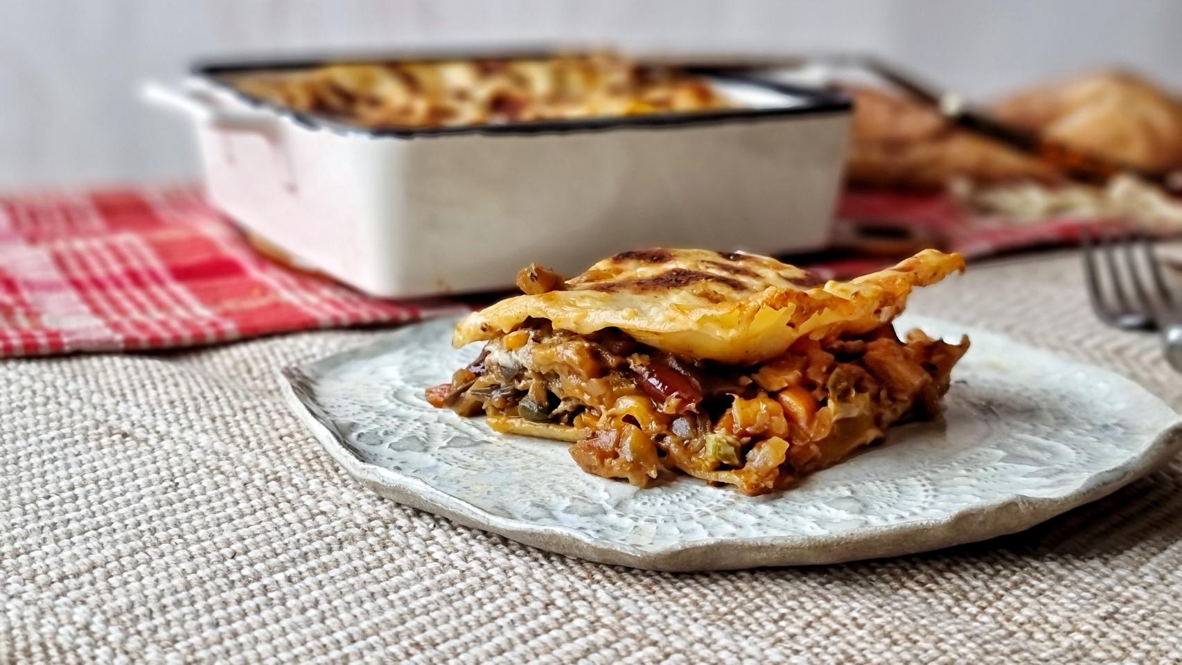 Lasaña vegetariana de aprovechamiento