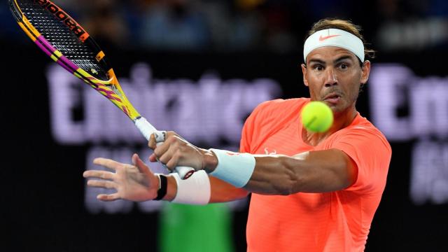 Nadal, durante el partido ante Mmoh.