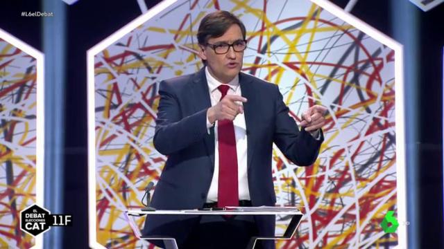 Salvador Illa, candidato del PSC, este jueves en el debate de La Sexta.