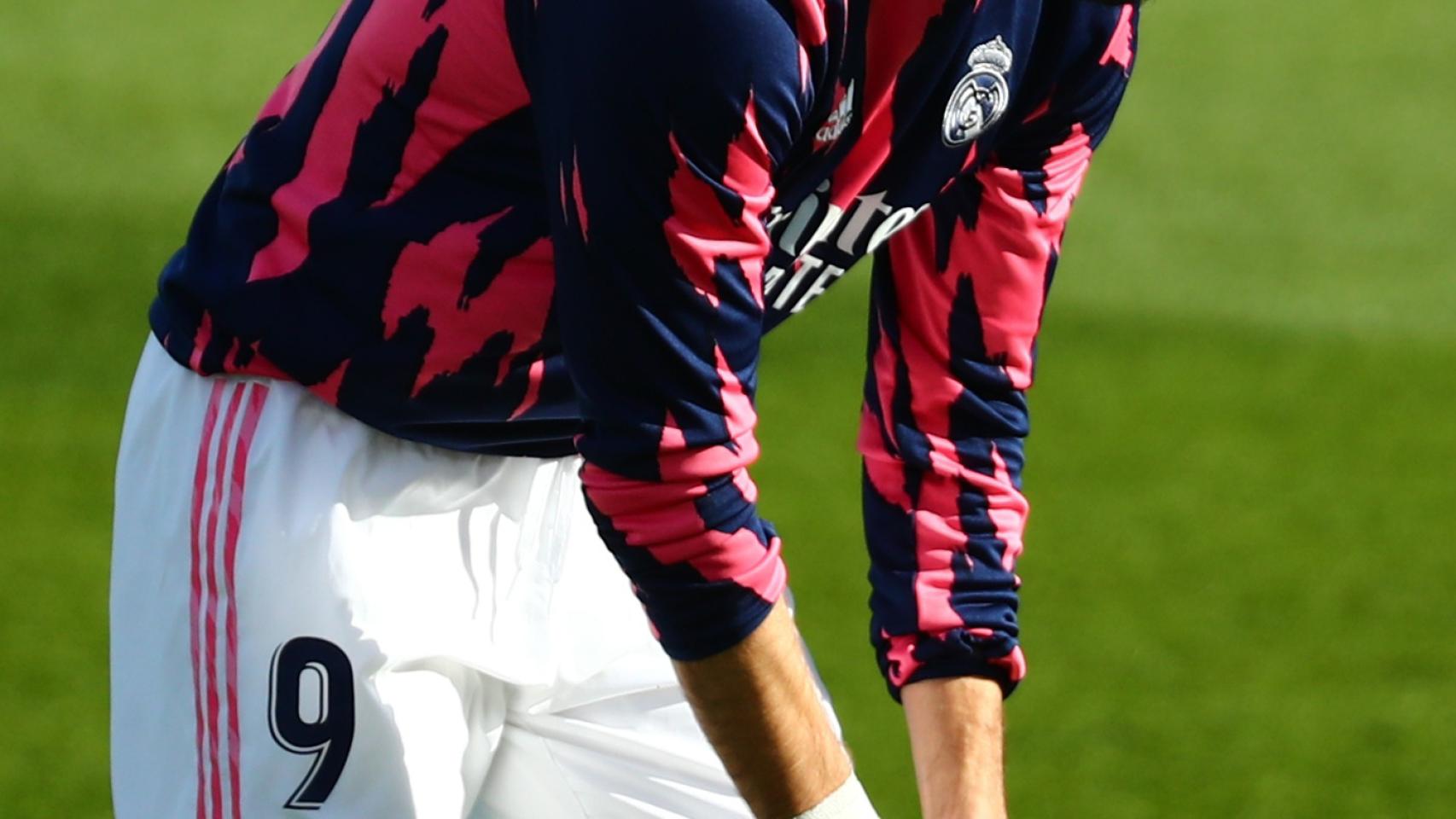 Karim Benzema, en un calentamiento