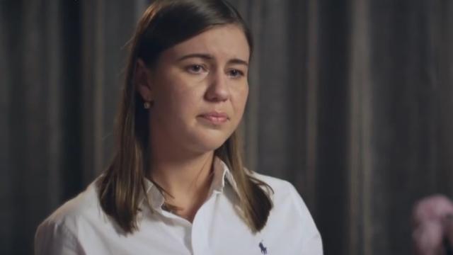Brittany Higgins, en un frame de la entrevista en la que denuncia los hechos.
