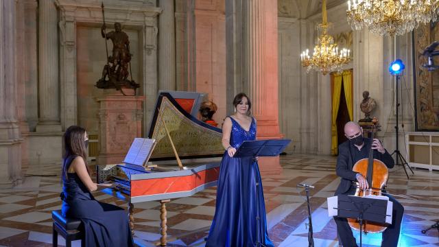 Instante del concierto celebrado en el Salón de Columnas del Palacio Real.