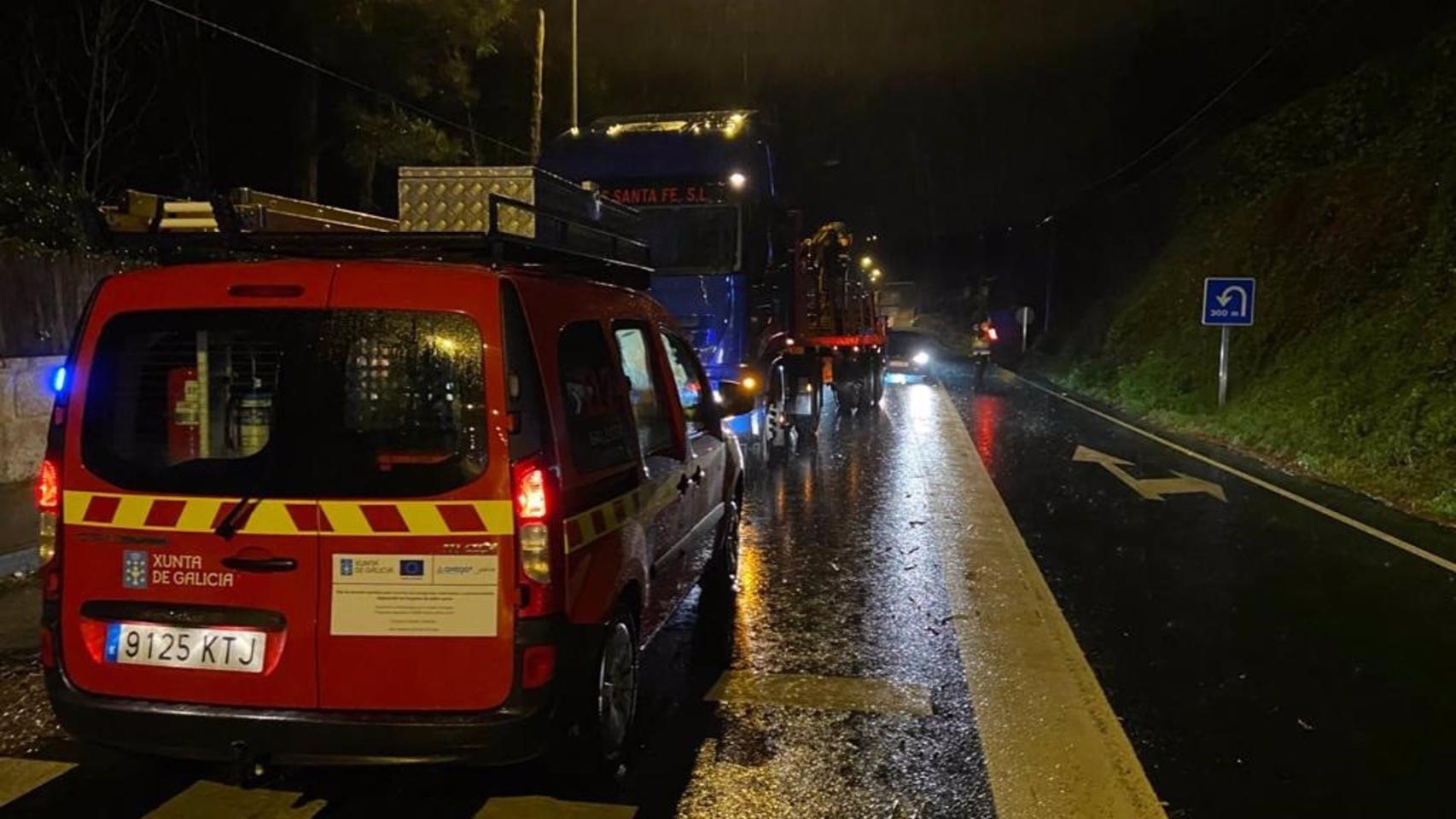 Una imagen del accidente en Sanxenxo.
