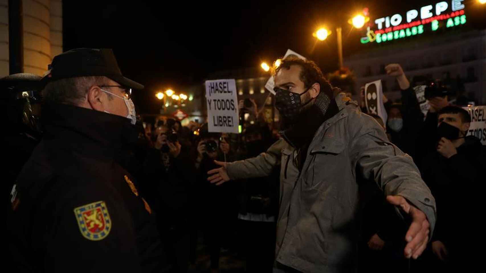 Manifestación por la libertad del rapero, este miércoles, en Madrid.