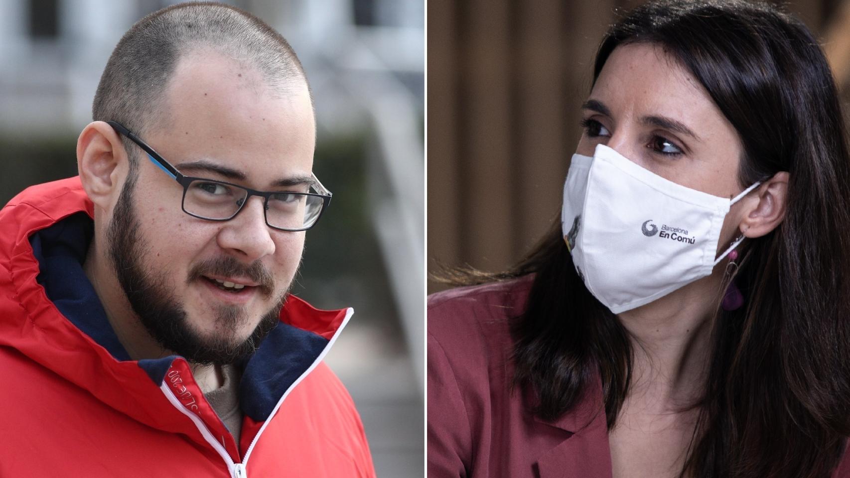 Pablo Hasél e Irene Montero.