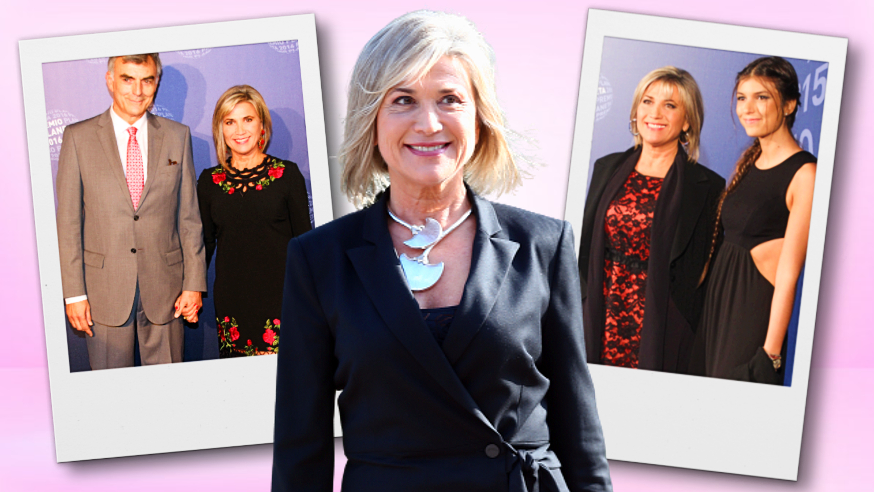 La periodista Julia Otero junto a su pareja, Josep Martínez, y su hija Candela en un montaje de Jaleos.