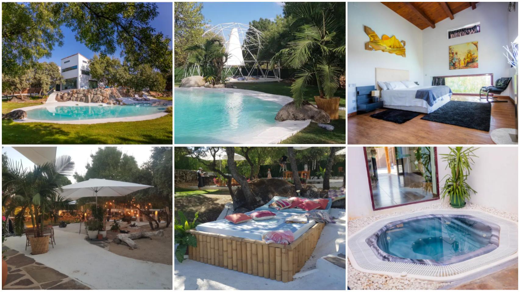 Varias imágenes del exterior y el interior del chalé situado en Colmenarejo (Madrid).