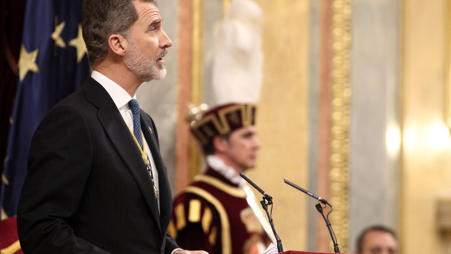 Felipe VI durante su discurso en el Congreso en la Apertura de la XIV Legislatura.