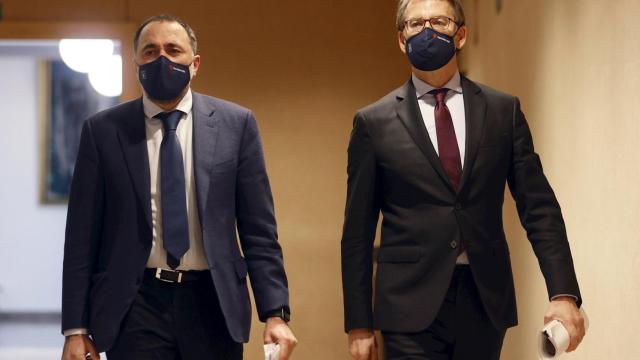 El consejero de Sanidad (i), Julio García Comesaña, y el presidente de la Xunta de Galica (d), Alberto Núñez Feijóo.