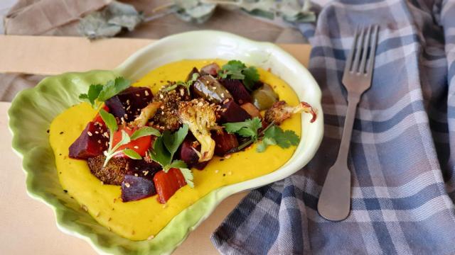 Polenta con verduras asadas