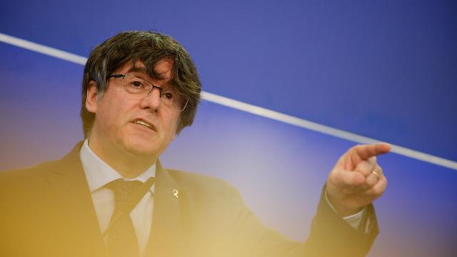 Carles Puigdemont en una comparecencia en el Parlamento Europeo.