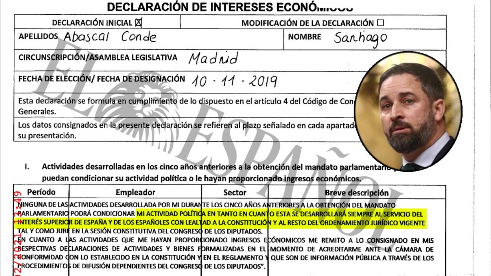Los 52 diputados de Vox no declaran sus intereses porque sirven al interés superior de España