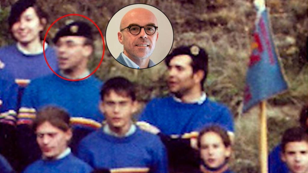 Jorge Buxadé de joven en un campamento de la OJE