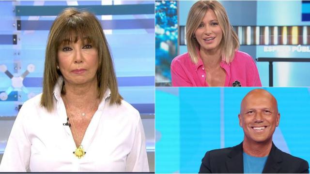 Ana Rosa Quintana, Susanna Griso y Alfonso Arús en montaje de BLUPER.