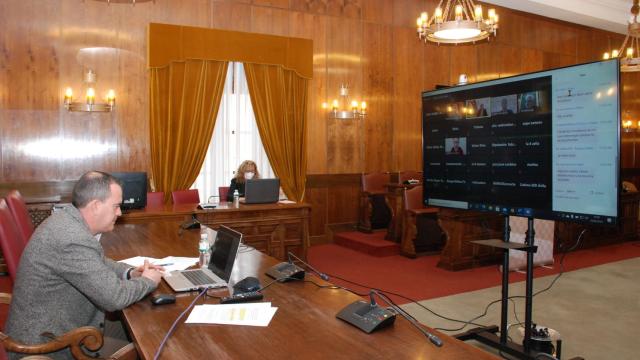 El presidente de la Diputación de Zamora, Francisco Requejo, durante el acto telemático de presentación del Proyecto Conectividad